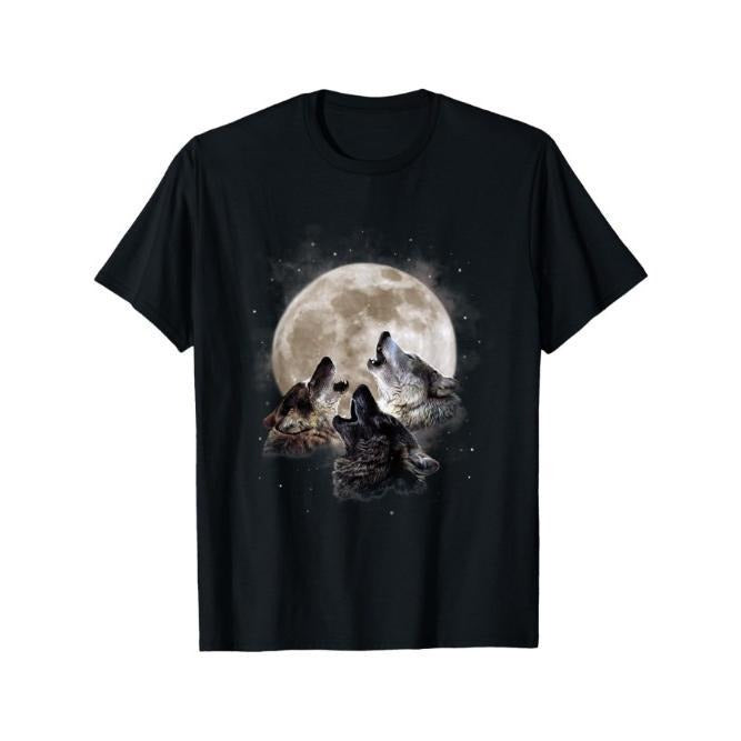 Three Wolves Howling at the Moon - Wolf Lover T-Shirt Made in USA Hoodie, Sweatshirt | WearSparks.com
