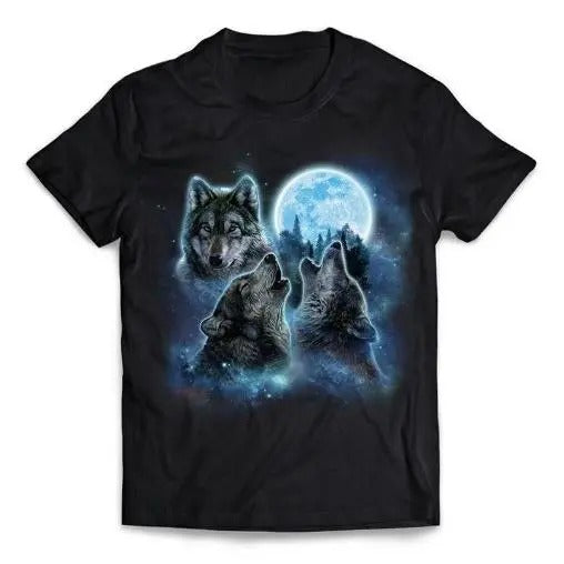 Three Wolves Howling in the Icy Full Moon - Short Sleeve Unisex, Men Made in USA T-Shirts, Hoodie, Sweatshirt