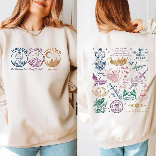 Throne Of Glass Acotar Sweatshirt, Fireheart Hoodie, Crescent City Merch, Darkness Claim Us Shirt, Unisex Sweater...