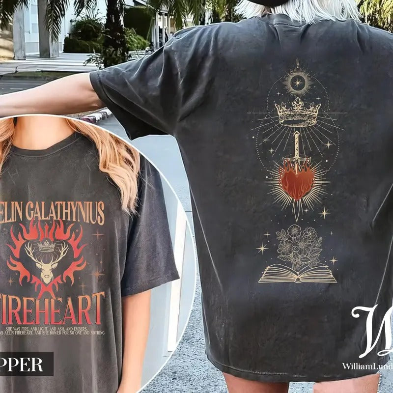 Throne Of Glass Fan T-Shirt, Aelin Galathynius Shirts, Fireheart Aelin T Shirt, Kingsflame The Thirteen, Gift For Book...