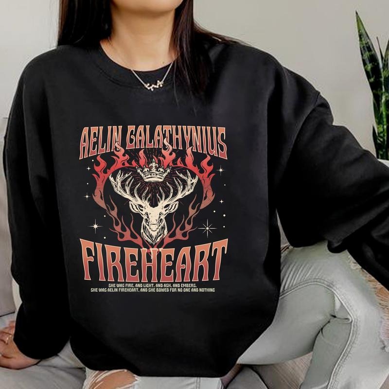 Throne Of Glass Shirt, Aelin Galathynius Sweatshirt, Fantasic Book Tee Shirt, Fire Heart Shirt, Book Reader Shirt, Gift...