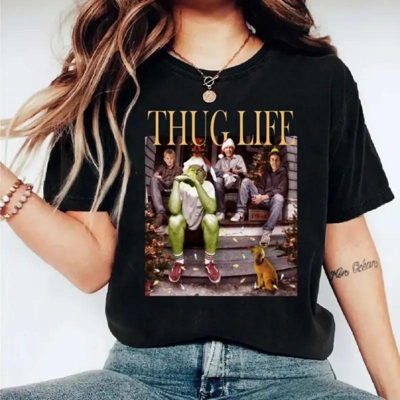 Thug Life Christmas Movie Shirt, Christmas Friends Tshirt, Thug Life Christmas Movie, Unisex Short Sleeve Tee Top...