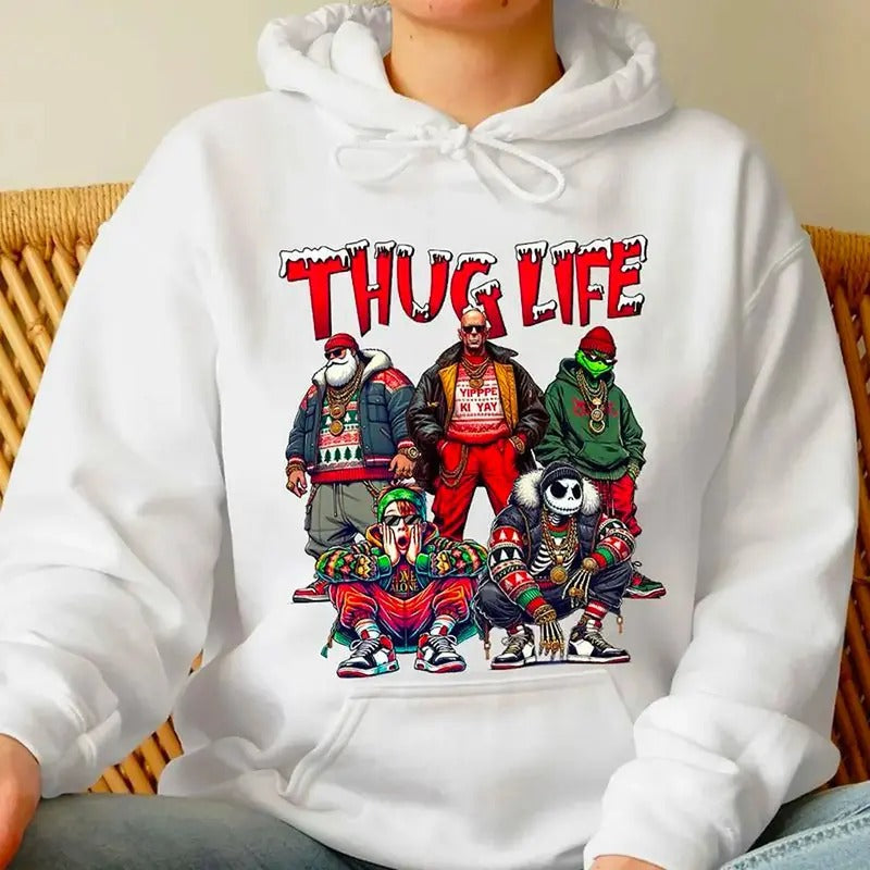 Thug Life Christmas Sweatshirt, Christmas Movies Hoodie, Xmas Characters Shirt, Friends Christmas Sweatshirt, Holiday...