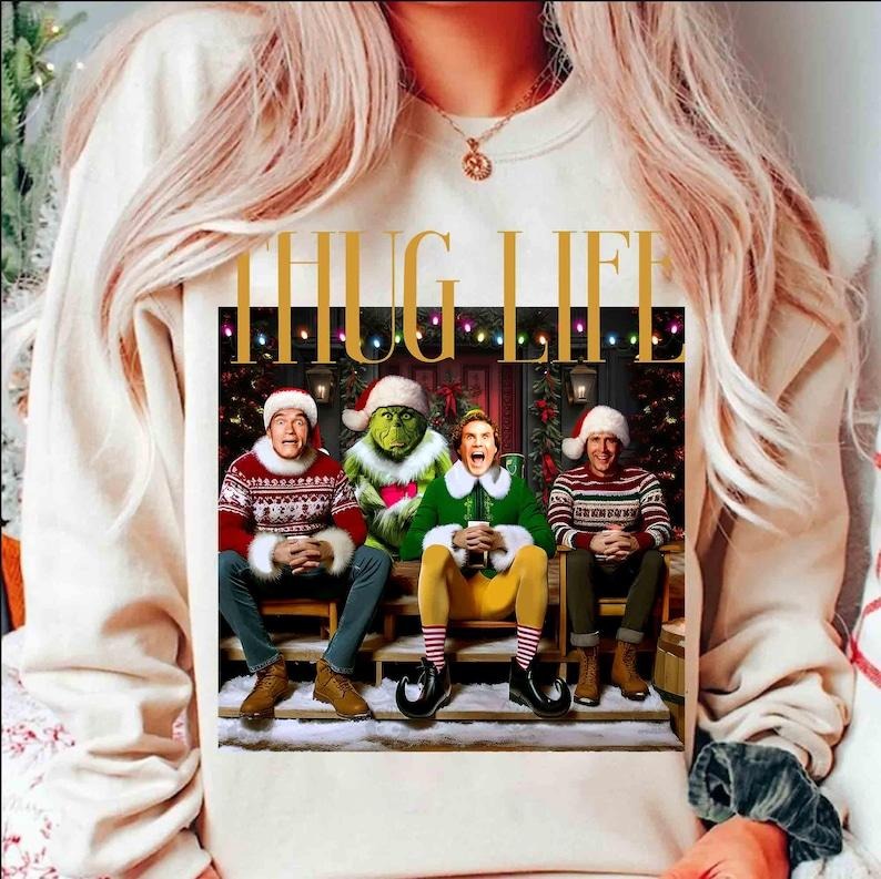 Thug Life Png, Retro Christmas Sweathsirt, Movie Xmas Sweathsirt, Thug Life Xmas , Mean Green One Sweathsirt T-Shirts,...