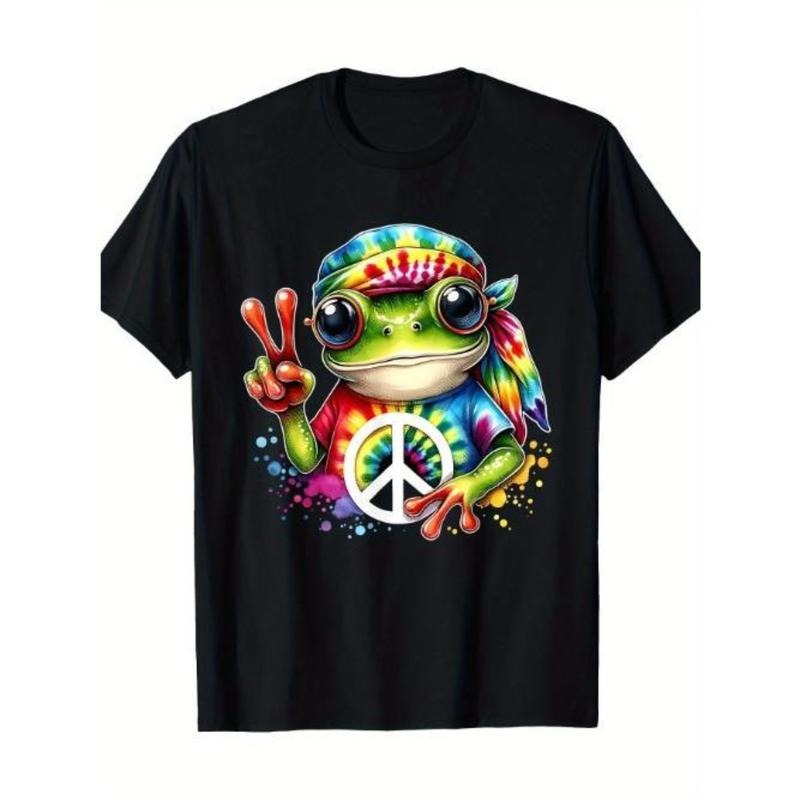 Tie Dye Frog Peace Logo Hippie T-shirt - 220g Made In USA Hoodie, Sweatshirt | WearSparks.com