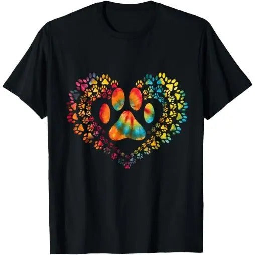 Tie Dye Love Dog Paw Print Heart Animal Lover T-Shirt Made in USA Hoodie, Sweatshirt | WearSparks.com