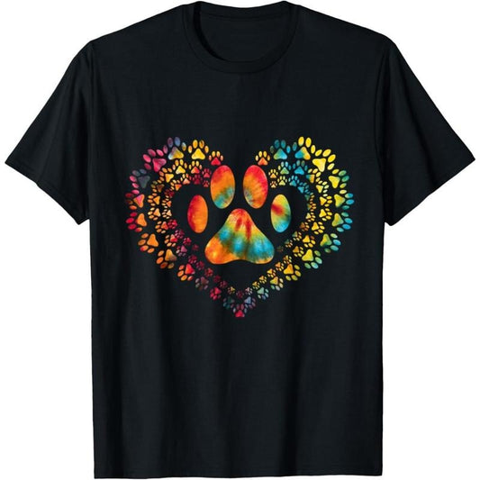 Tie Dye Love Dog Paw Print Heart Animal Lover T-Shirt.made in usa Hoodie, Sweatshirt | WearSparks.com