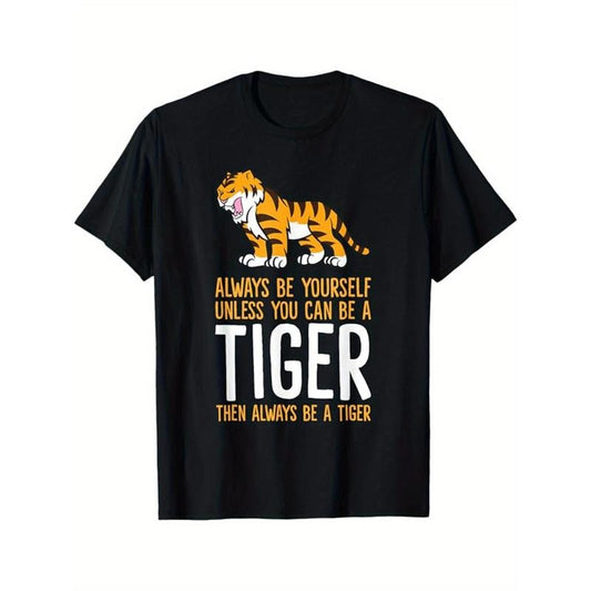 Tiger Graphic Tee - Soft Cotton, Casual Short Sleeve, Crew Neck, Gamer-Style, Outdoor-Friendly, Men's Graphic T-Shirt for...