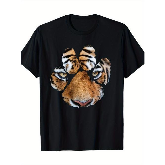 Tiger Paw Print Animal Cotton T-Shirt Made in USA Hoodie, Sweatshirt | WearSparks.com