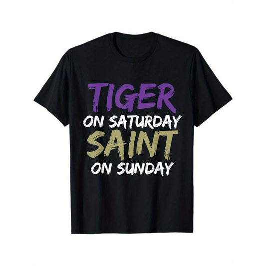 Tiger Print men's cotton pattern T-shirt, casual short-sleeved round neck game T-shirt, men's outdoor T-shirt made in...