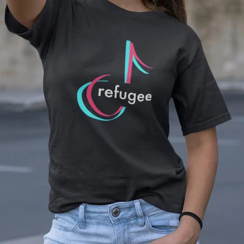 TikTok Refugee Shirt, Tiktok US Ban Shirt, Dark Humor Tee, Rednote Protest Shirt, Subtle Merch, Influencer Graphic Tee...