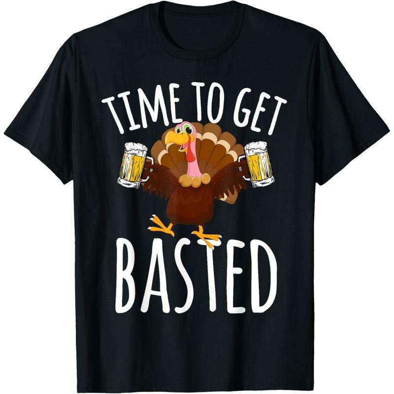 Time To Get Basted Funny Beer Thanksgiving Turkey Gift T-Shirt made in us Hoodie, Sweatshirt | WearSparks.com