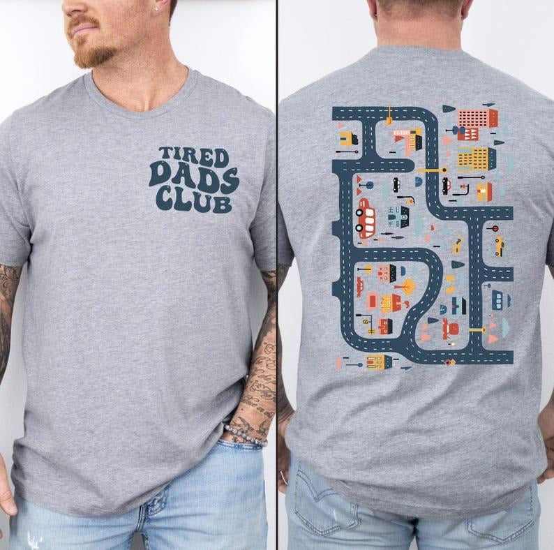 Tired Dads Club T-Shirt, Cute Tired Dads Club Shirt, Play Cars On Dad's Back sweatshirt, Mat Road Car Race Track Shirt,...