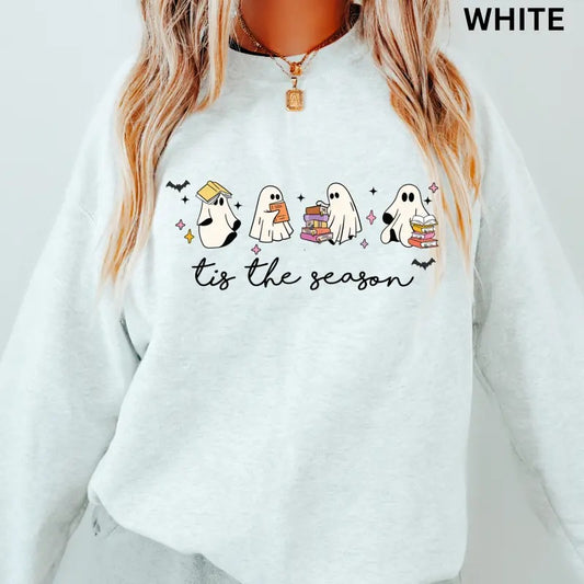 Tis The Season Books Crewneck - Unisex Apparel Relaxed Fit Printed In The USA Clothing Womenswear Casual Comfort Cotton...