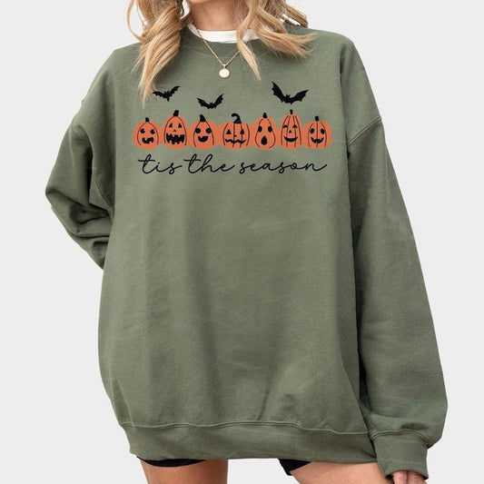 Tis The Season Halloween Sweatshirt, Halloween Pumpkin Shirts, Retro Halloween Comfort Tee, Pumpkin Halloween Face,...