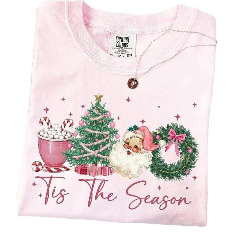 Tis The Season Shirt, Coquette Bow Christmas Tshirt, Retro Christmas Crewneck, Girly Christmas Tee, Merry Christmas...