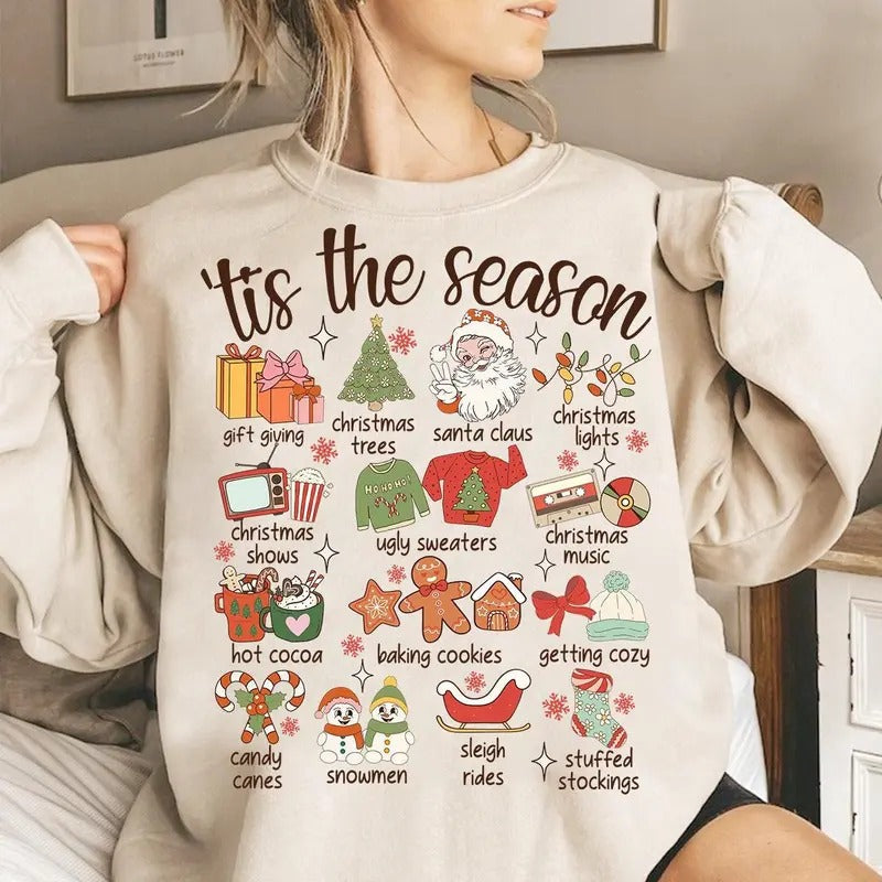 Tis The Season Sweatshirt, Christmas Tis The Season Sweatshirt, Merry Christmas Shirt, Christmas SweatshirtUnisex Cotton...