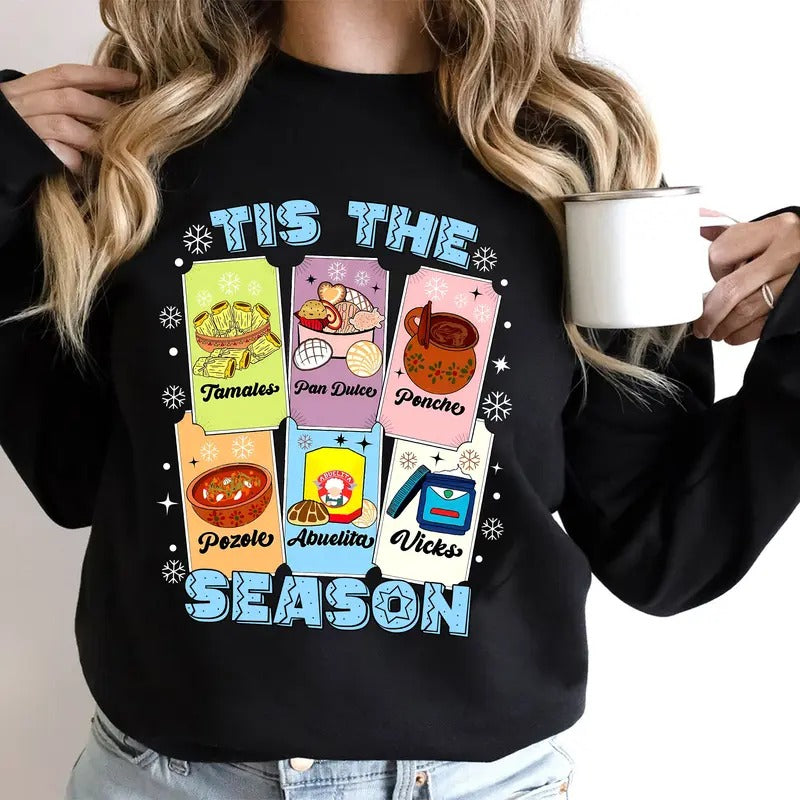 Tis The Season Xmas Card Mexican Christmas Pan Dulce Xmas T-Shirt Hoodie, Sweatshirt | WearSparks.com