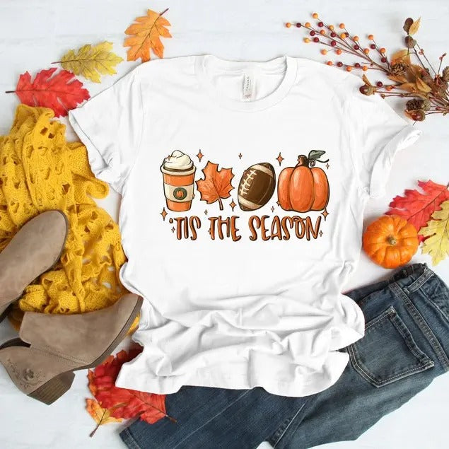 Tis The Season, Fall Coffee Shirt, Hot Coffee Shirt, Coffee Lovers Shirt, Fall Shirt, Pumpkin Latte Drink,...