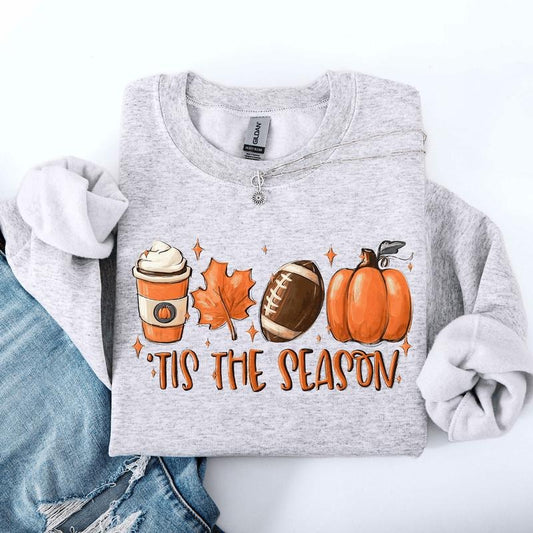 Tis The Season, Football, Game Day, Pumpkin, Coffee, Autumn, Fall Sweatshirt T-Shirts, Hoodie | WearSparks.com