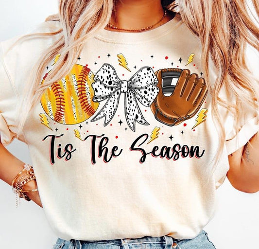 Tis the Season Softball Coquette T-Shirt, Game Day Softball T-Shirt Hoodie, Sweatshirt | WearSparks.com