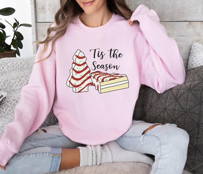 Tis the Season Sweatshirt, Christmas Tree Sweatshirt, Little Debbie, Christmas Cake Sweatshirt, Holiday Sweater,...