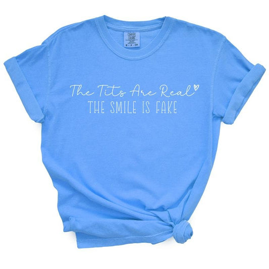 Tits Are Real Smile Is Fake - Casual Summer Top For Moms T-Shirts, Hoodie, Sweatshirt | WearSparks.com