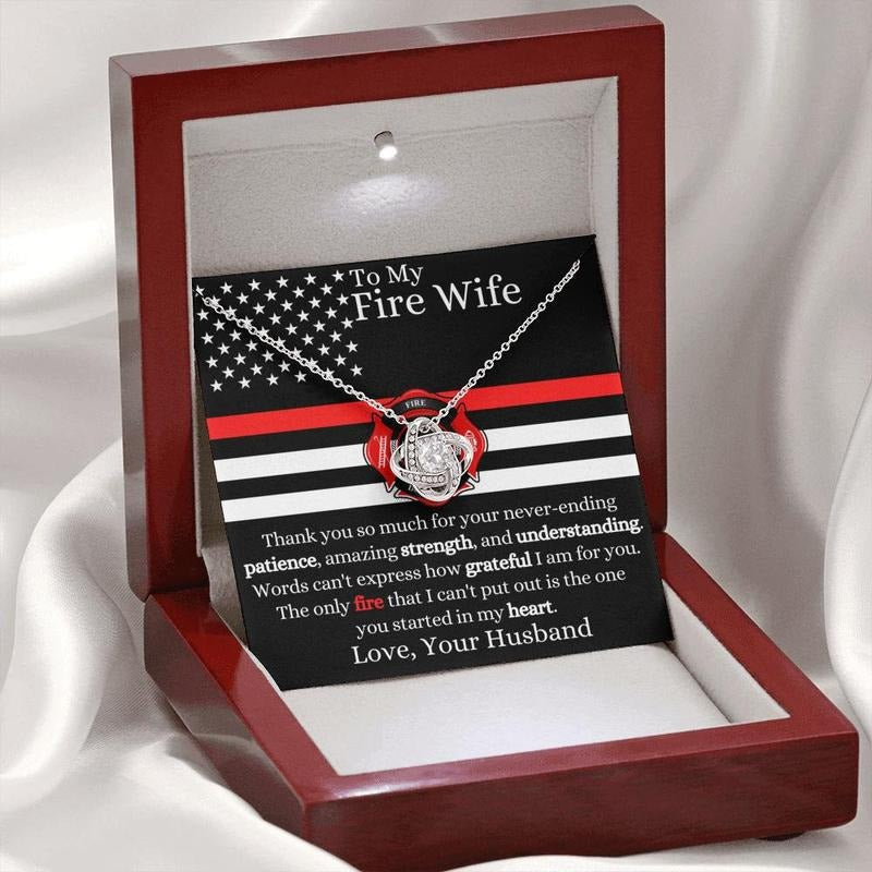 To My Fire Wife Necklace From Firefighter Husband, Fire Wife Gift From Fireman, Thin Red Line, Necklace For Firefighter...