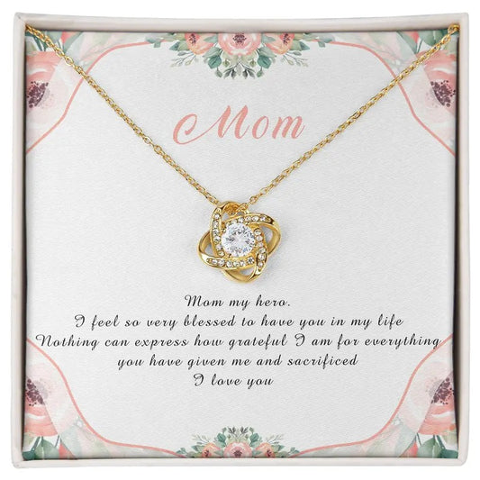 To My Mom Knot Necklace, Mom My Hero Jewelry Gift From Daughter, Necklace Mother's Day Present, Necklace With Message...