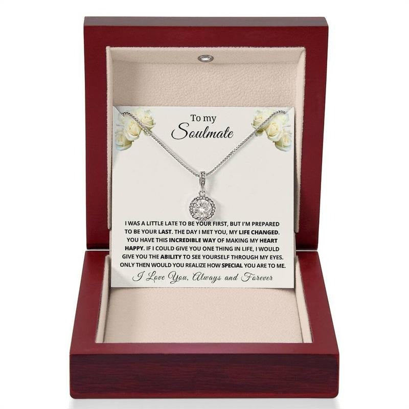 To My Soulmate Necklace, Thoughtful Christmas Gift for Her with Message Card - Romantic Necklace for Wife or Girlfriend....
