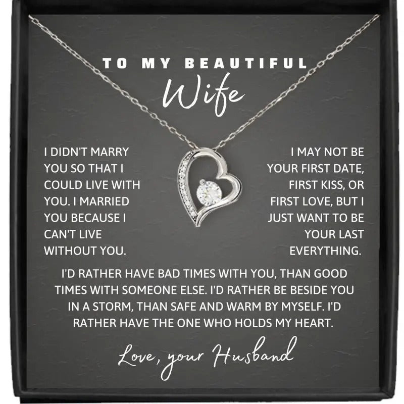 To My Wife Christmas Necklace, Christmas Gift To Wife, Forever Love Necklace, Necklace Gift From Husband, Heart Necklace,...