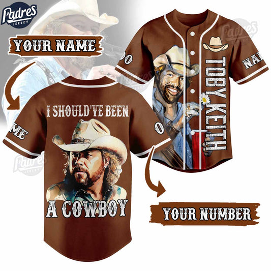 Toby Keith Should've Been A Cowboy Baseball Jersey Style - Padres Jersey Oasis: Elevate Your Baseball Style... (Image 1)