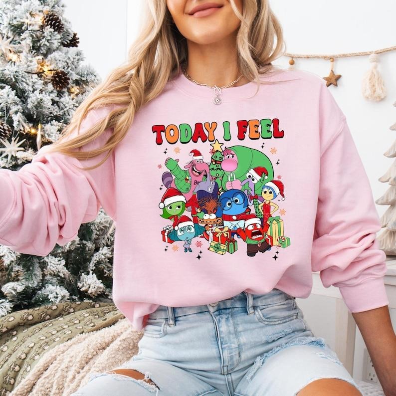 Today I Feel Inside Out Sweatshirt, Inside Out Christmas T-shirt, Ho Ho Ho Inside Out Tee, Anger Anxiety Christmas Shirt,...