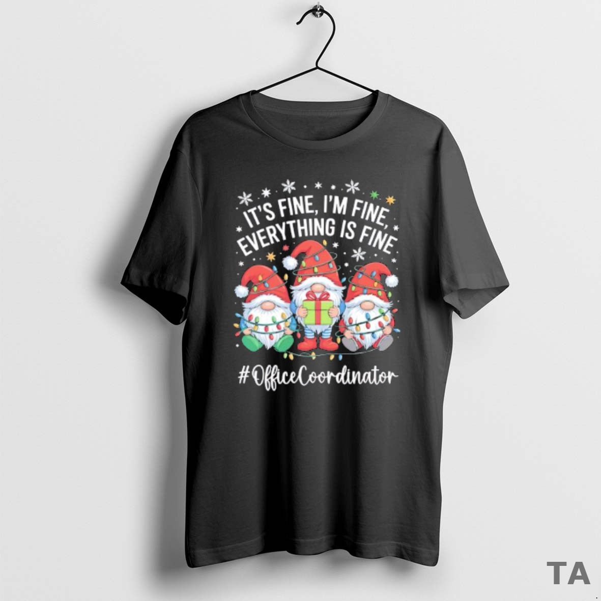 Top Gnome Santa Its Fine Im Fine Everything Is Fine Officecoordinator T Shirt Sweater Hoodie, Sweatshirt | WearSparks.com