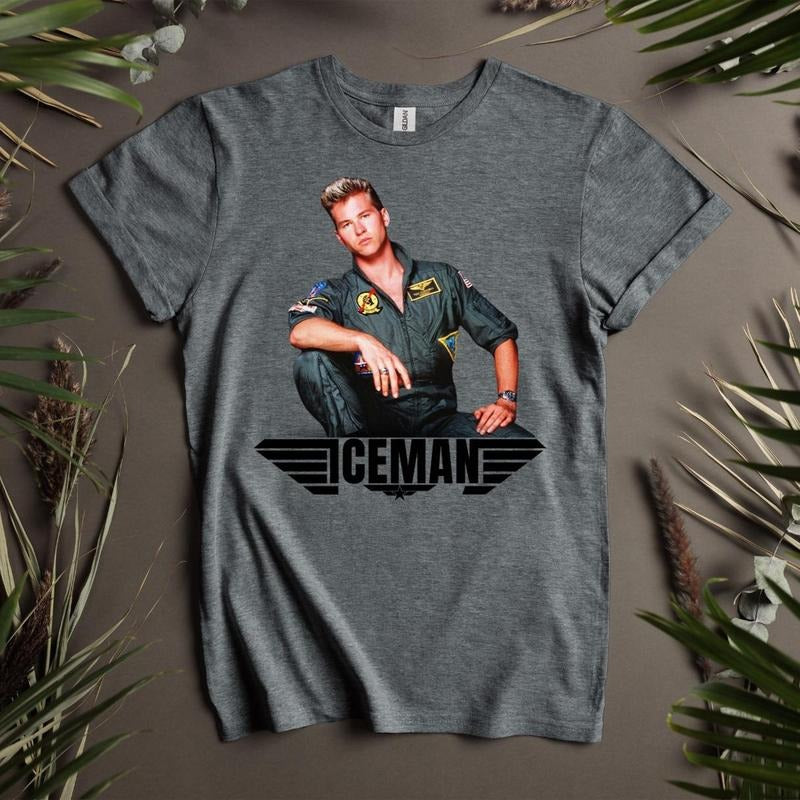 Top Gun Iceman Shirt Val Kilmer 80s Fighter Pilot Tee Vintage Aviation Style Retro Military Movie Shirt Cult Classic Film...