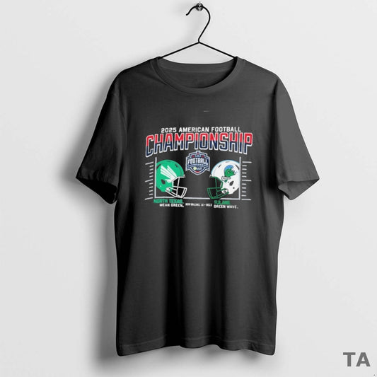 Top Tulane Vs North Texas 2025 Aac Football Championship Duel Helmet T Shirt Sweater Hoodie, Sweatshirt | WearSparks.com