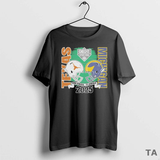 Top Texas Longhorns Vs Michigan Wolverines On 2025 At Cheez It Citrus Bowl Orlando Florida T-Shirts, Hoodie, Sweatshirt