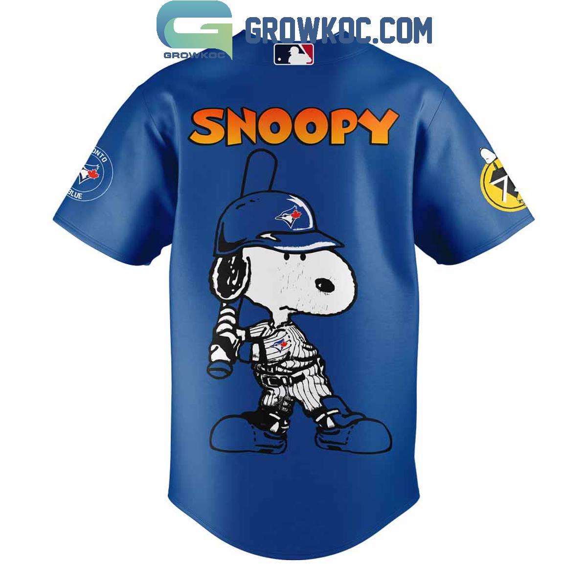 Toronto Blue Jays Happiness Is 75 Years Of Peanuts Baseball Jersey