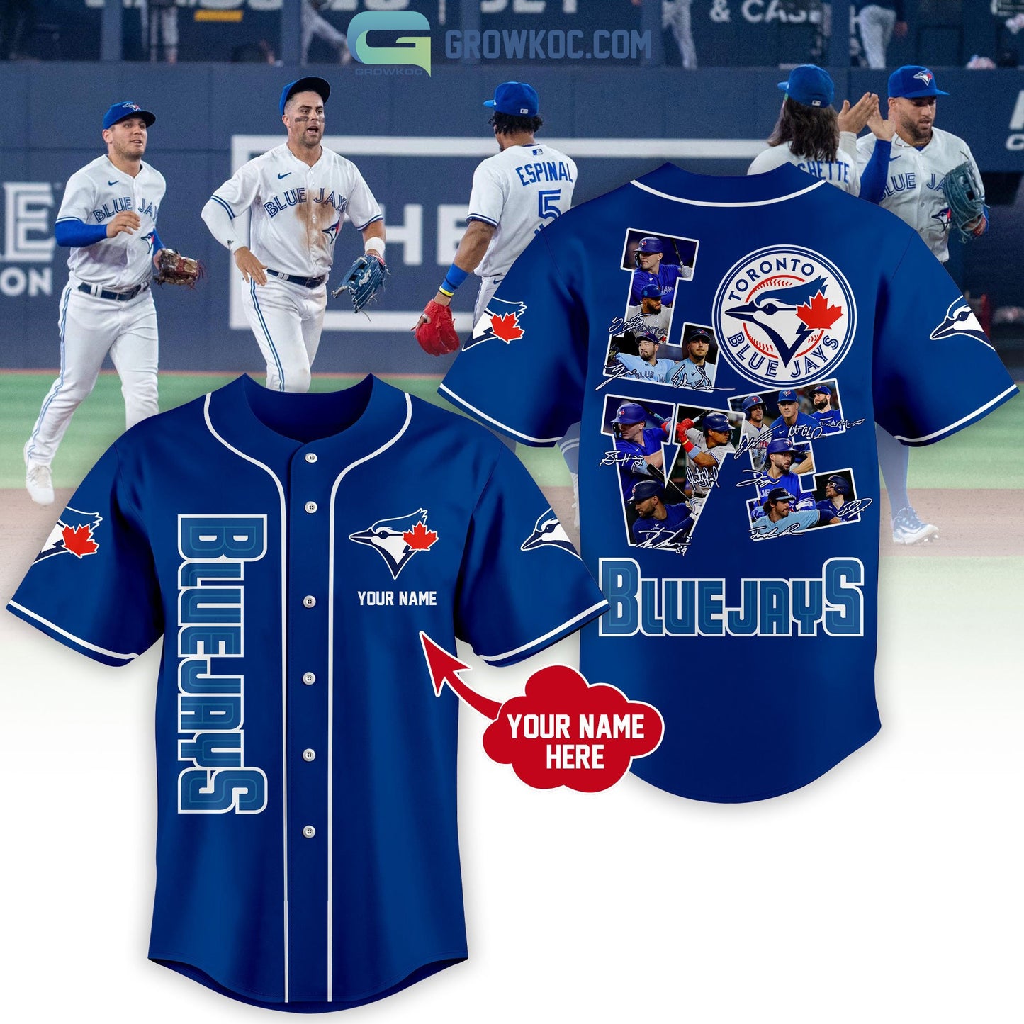 Toronto Blue Jays Love Team Personalized Blue Deisgn Baseball Jersey