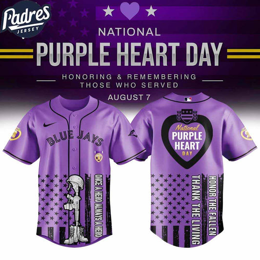 Toronto Blue Jays MLB X Purple Heart Day Personalized Baseball Jersey - Padres Jersey Oasis: Elevate Your Baseball Style...