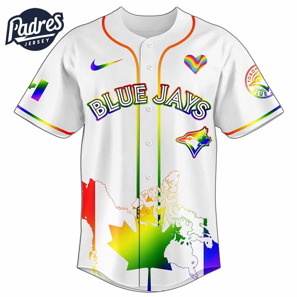 Toronto Blue Jays MLB x Happy Pride Month Baseball Jersey - Padres Jersey Oasis: Elevate Your Baseball Style... (Image 3)