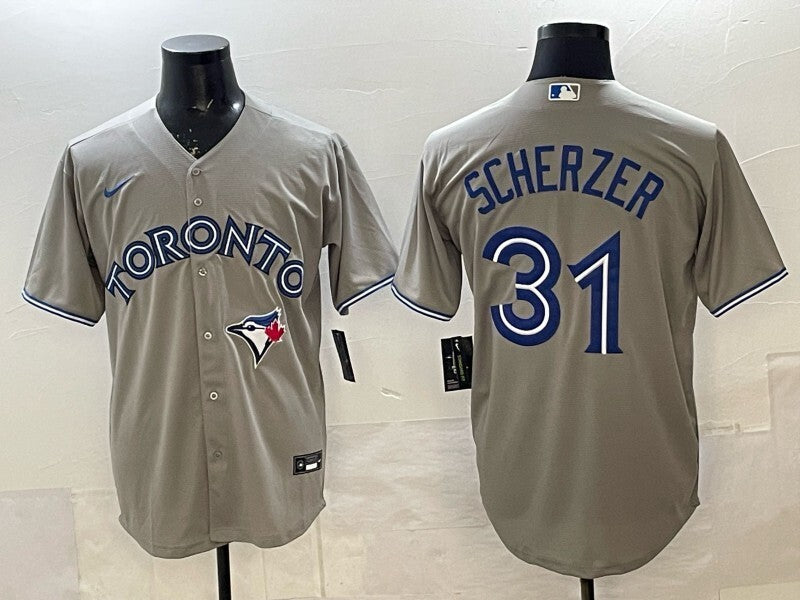 Toronto Blue Jays #31 Max Scherzer Grey Blue Jays Adult
