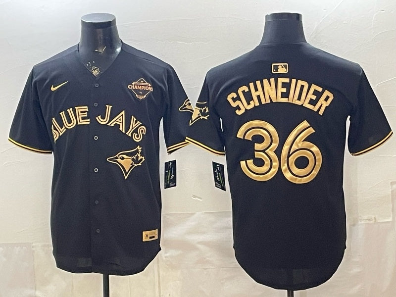 Toronto Blue Jays #36 Davis Schneider Blue Jays Black Gold 5 Edition