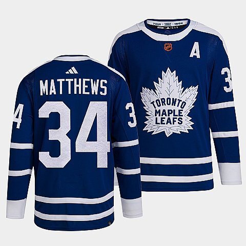 Toronto Maple Leafs #34 auston-matthews-blue-2022reverse-retro-2.0-authentic-primegreen-jersey