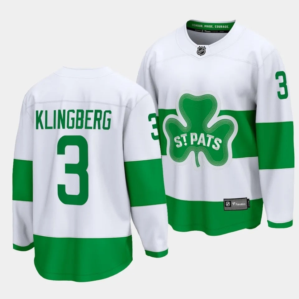 Toronto Maple Leafs #3 John Klingberg 2024 St. Patricks Alternate White Jersey