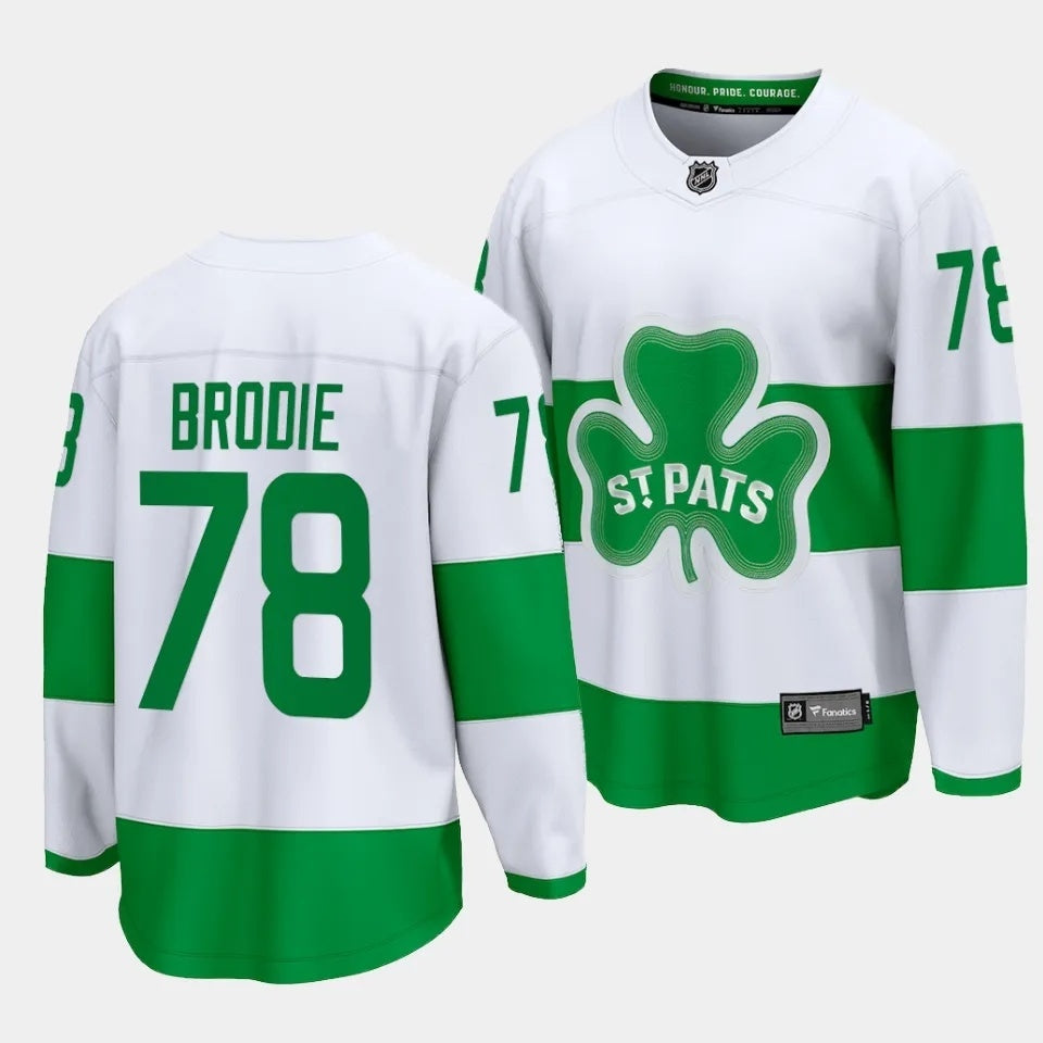 Toronto Maple Leafs #78 T.J. Brodie 2024 St. Patricks Alternate White