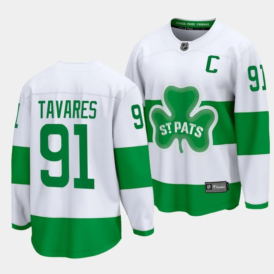 Toronto Maple Leafs #91 John Tavares 2024 St. Patricks Alternate White Jersey