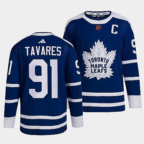 Toronto Maple Leafs #91 john-tavares-blue-2022reverse-retro-2.0-authentic-primegreen-jersey