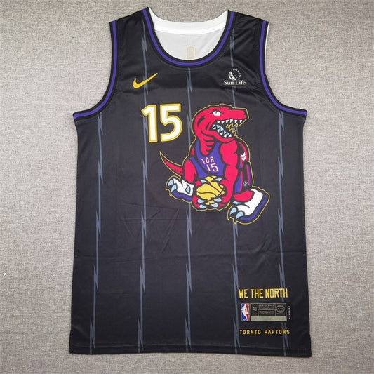 Toronto Raptors #15 Vince Carter 25 Season Raptors 15 # Carter Black Big Dragon City Edition Style 2
