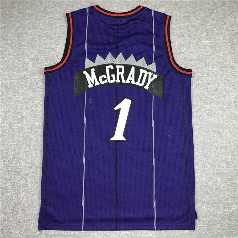 Toronto Raptors #1 McGrady MN Raptors 1 White Big Dragon Retro Logo Style 1
